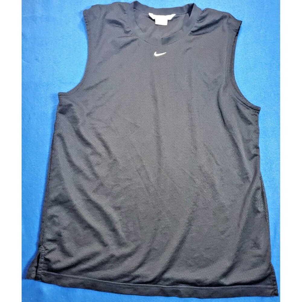 Vintage Nike Shirt Men's L Black Sleeveless Tank Top Center Swoosh Athletic Y2K